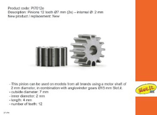 Piñón 12d. 7mm Ergal